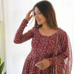 Paisley Printed Gotta Patti Anarkali Kurta with Trousers & With Dupatta